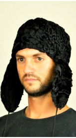 Cappello in persiano nero con paraorecchie - per uomo